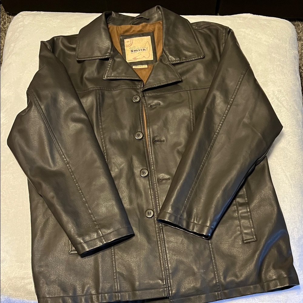 Men's Dark Brown Leather Trench Coat